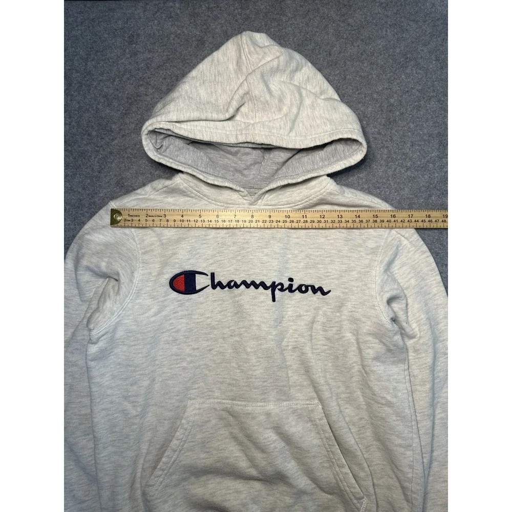 Champion Authentic Athleticwear Hoodie Boys L Grey Heather Logo Fleece Pullover‎
